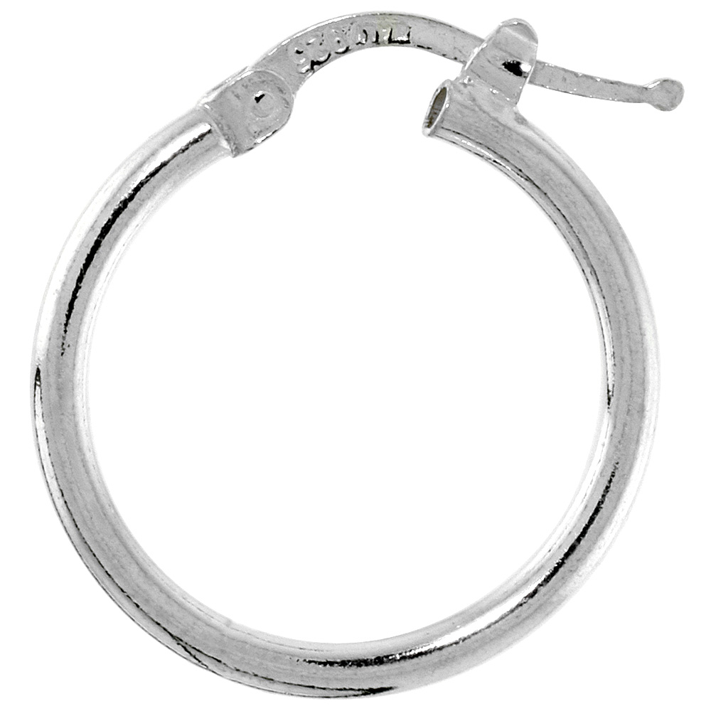 Sterling Silver Italian Hoop Earrings 2mm thin 3/4 inch
