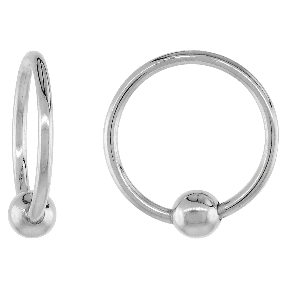 Tiny Sterling Silver Belly Ring Nose Lips and Cartilage Captive Bead 20 ga one piece, 7/16 inch