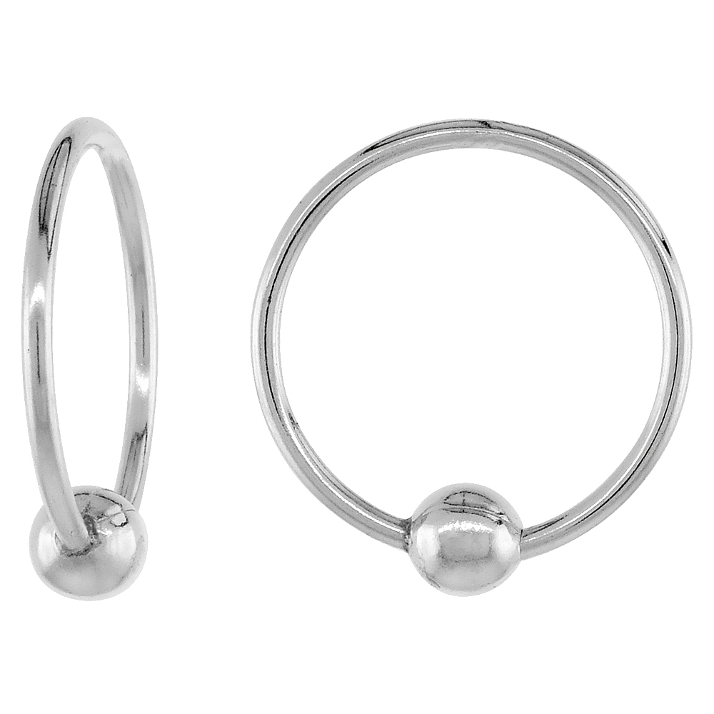 Small Sterling Silver Belly Ring Nose Lips and Cartilage Captive Bead 20 ga one piece, 1/2 inch