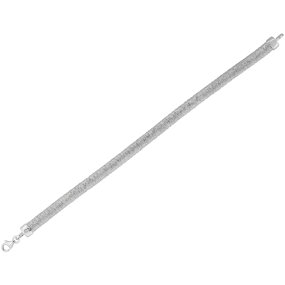 Sterling Silver Coiled Wire Bracelet 1/4 inch wide