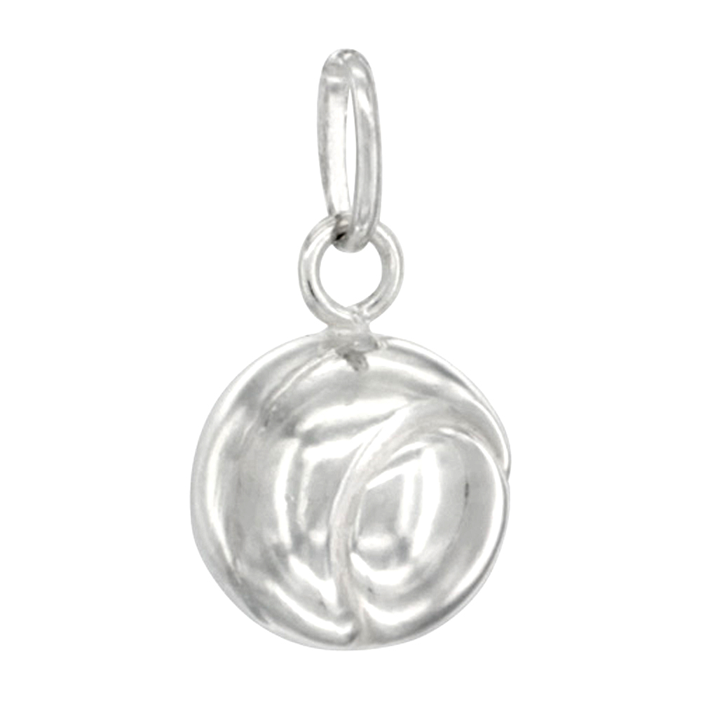 Sterling Silver Tennis Ball Necklace 3-D Hollow with 24 inch Surgical Steel Chain Italy 1/2 inch