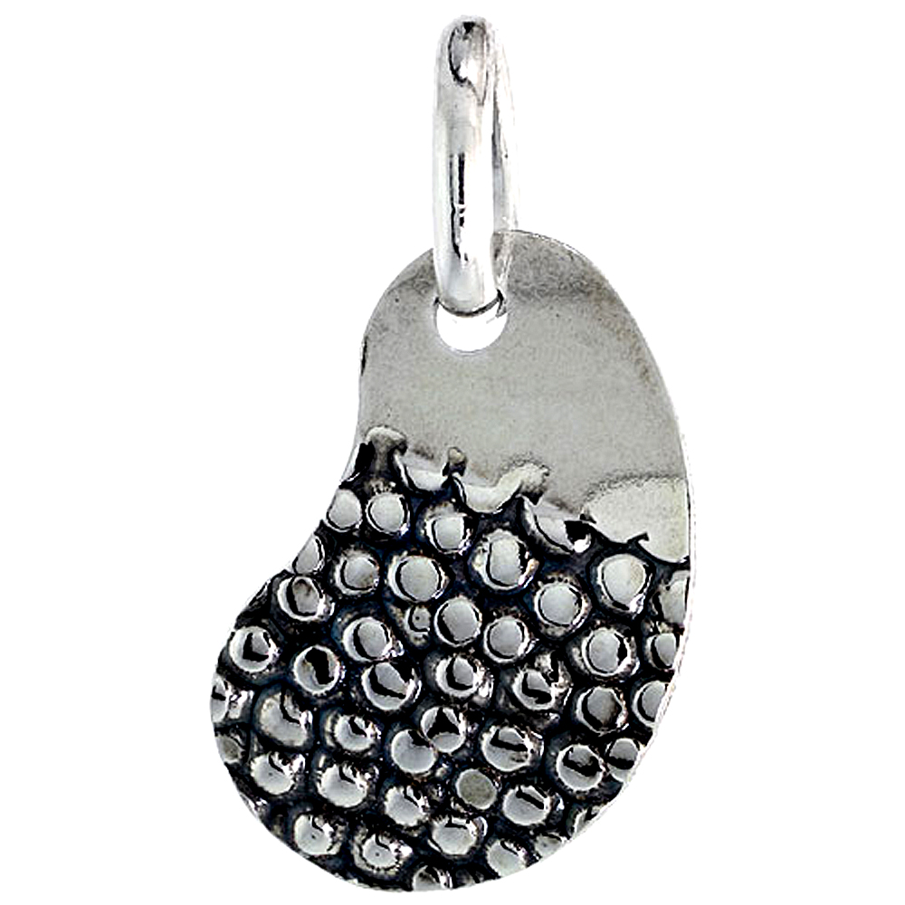 Sterling Silver Half Hammered Kidney Necklace for Women Oxidized with 24 inch Surgical Steel Chain Italy 1 inch