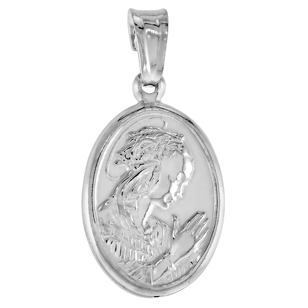 Sterling Silver A Praying Pendant Hollow Italy 11/16 inch (18 mm) tall NO chain