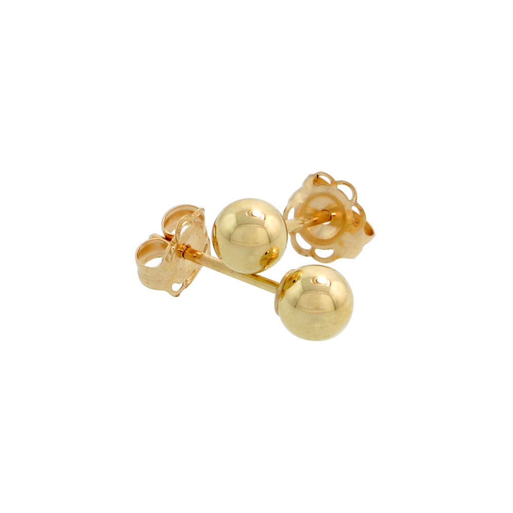 14k Yellow Gold 4mm Ball Earrings Studs