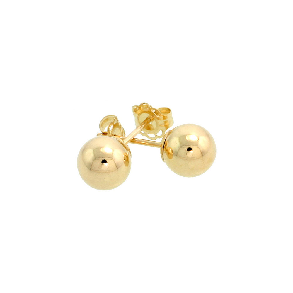 14k Yellow Gold 6mm Ball Earrings Studs