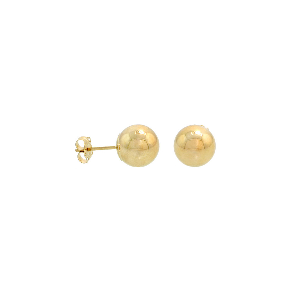 14k Yellow Gold 8mm Ball Earrings Studs