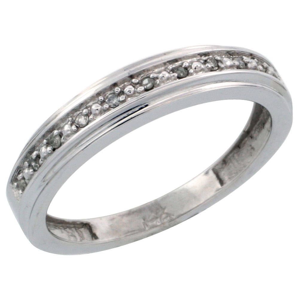 14k White Gold Ladies' Diamond Band, w/ 0.08 Carat Brilliant Cut Diamonds, 5/32 in. (4mm) wide
