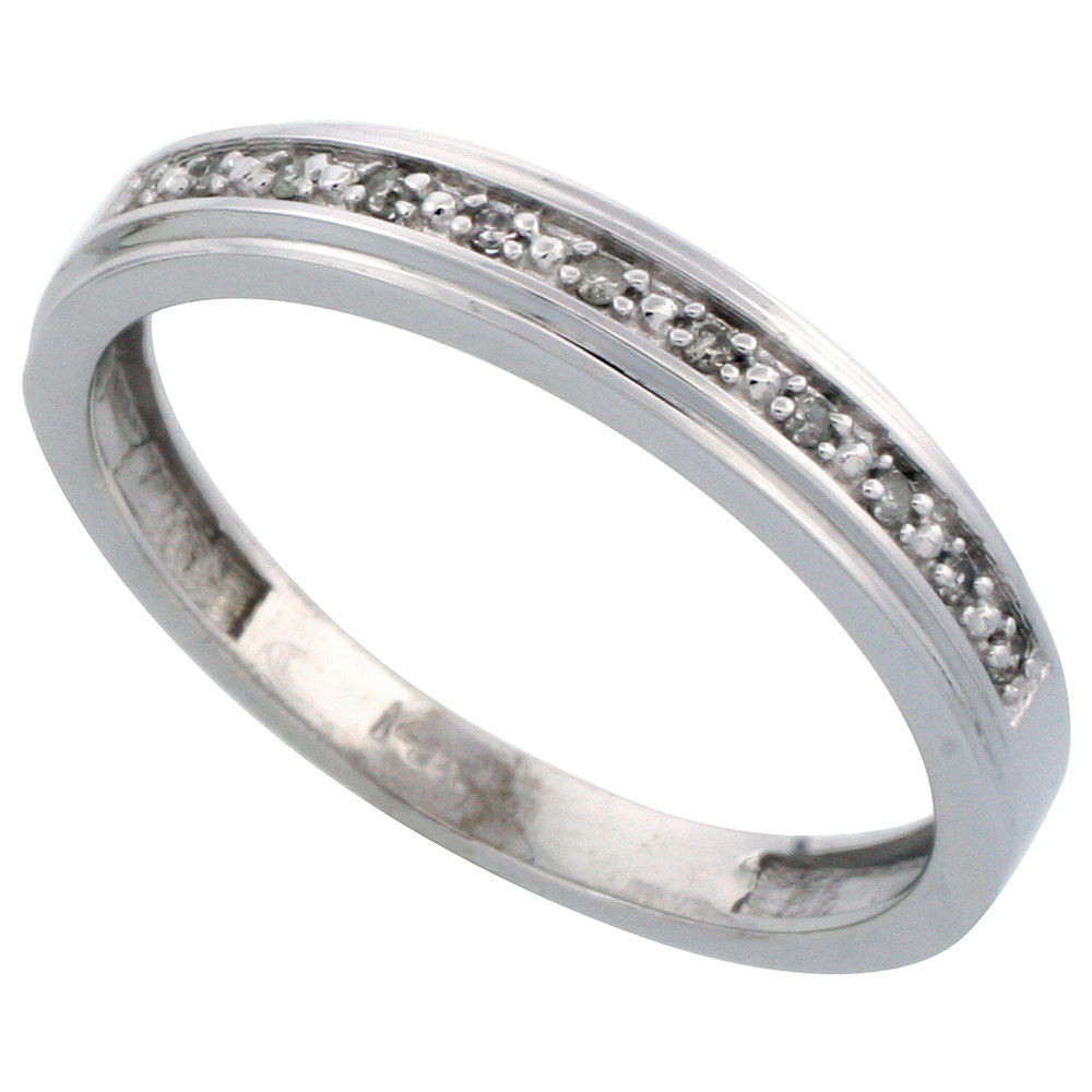14k White Gold Men's Diamond Band, w/ 0.08 Carat Brilliant Cut Diamonds, 5/32 in. (4mm) wide