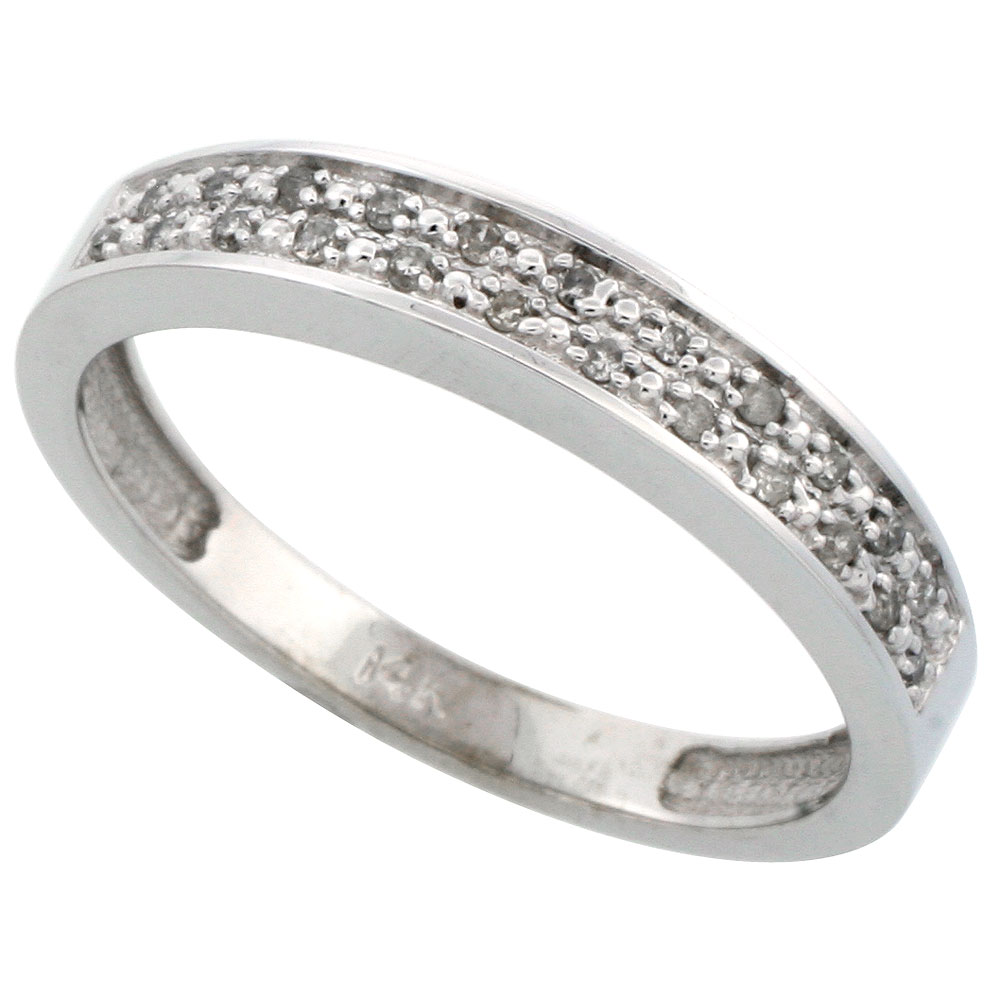 14k White Gold Men's Diamond Band, w/ 0.10 Carat Brilliant Cut Diamonds, 5/32 in. (4mm) wide