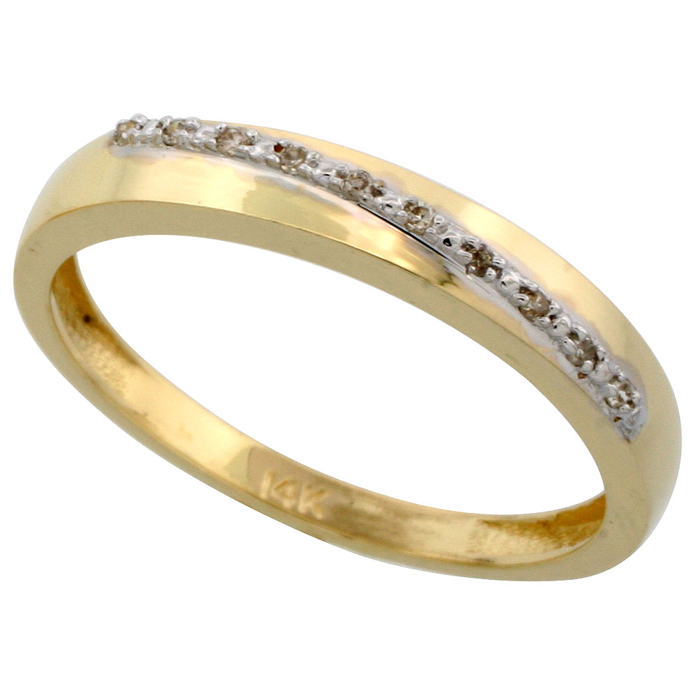 14k Gold Men's Diamond Band, w/ 0.08 Carat Brilliant Cut Diamonds, 1/8 in. (3.5mm) wide