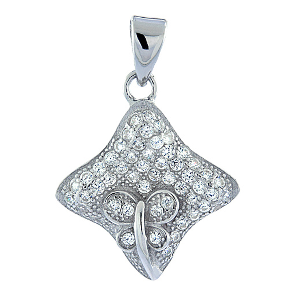Sterling Silver Micro Pave CZ Tiny Butterfly Pendant, 5/8 inch long