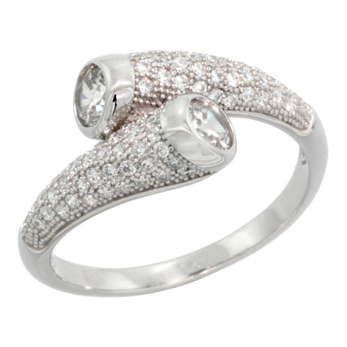 Sterling Silver Cubic Zirconia Micro Pave Tear Drop Ring, Sizes 6 to 9