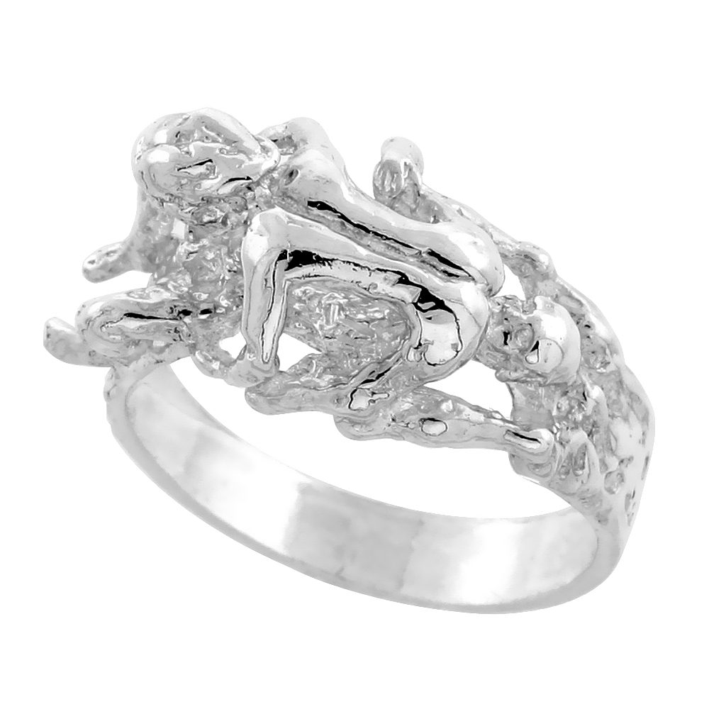Large Sterling Silver Fellatio Ring for Men 1/2 inch wide sizes 8 - 13
