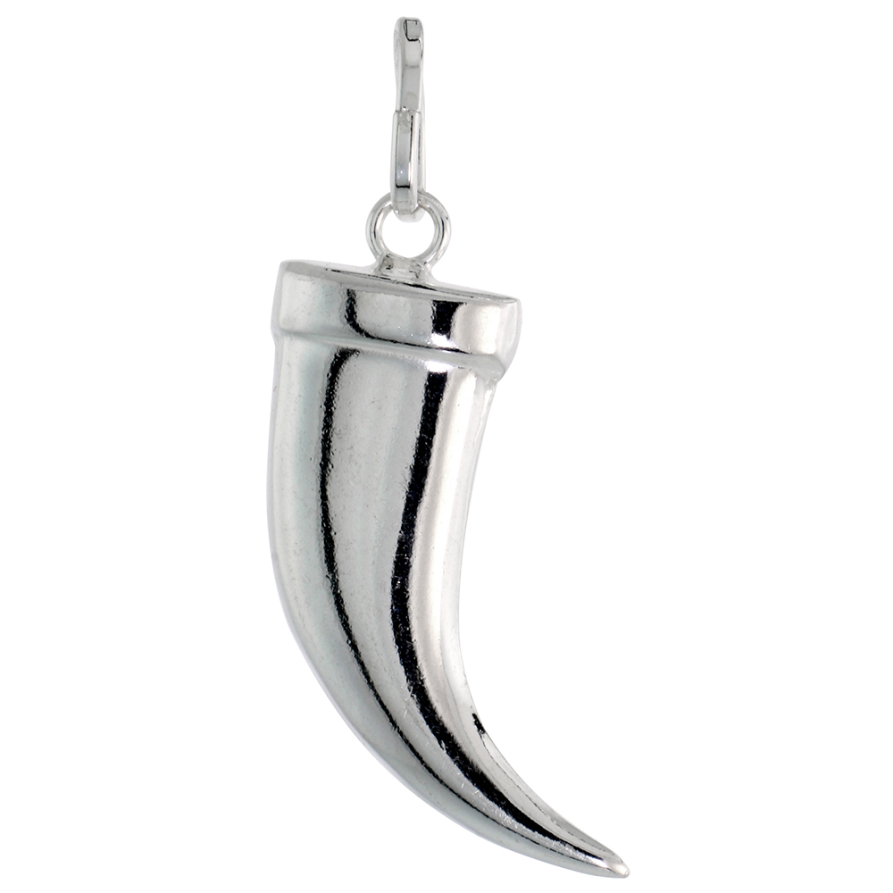 Sterling Silver Bear Claw Pendant for Men Polished finish Italy 1 7/16 in. (36 mm) tall NO_Chain