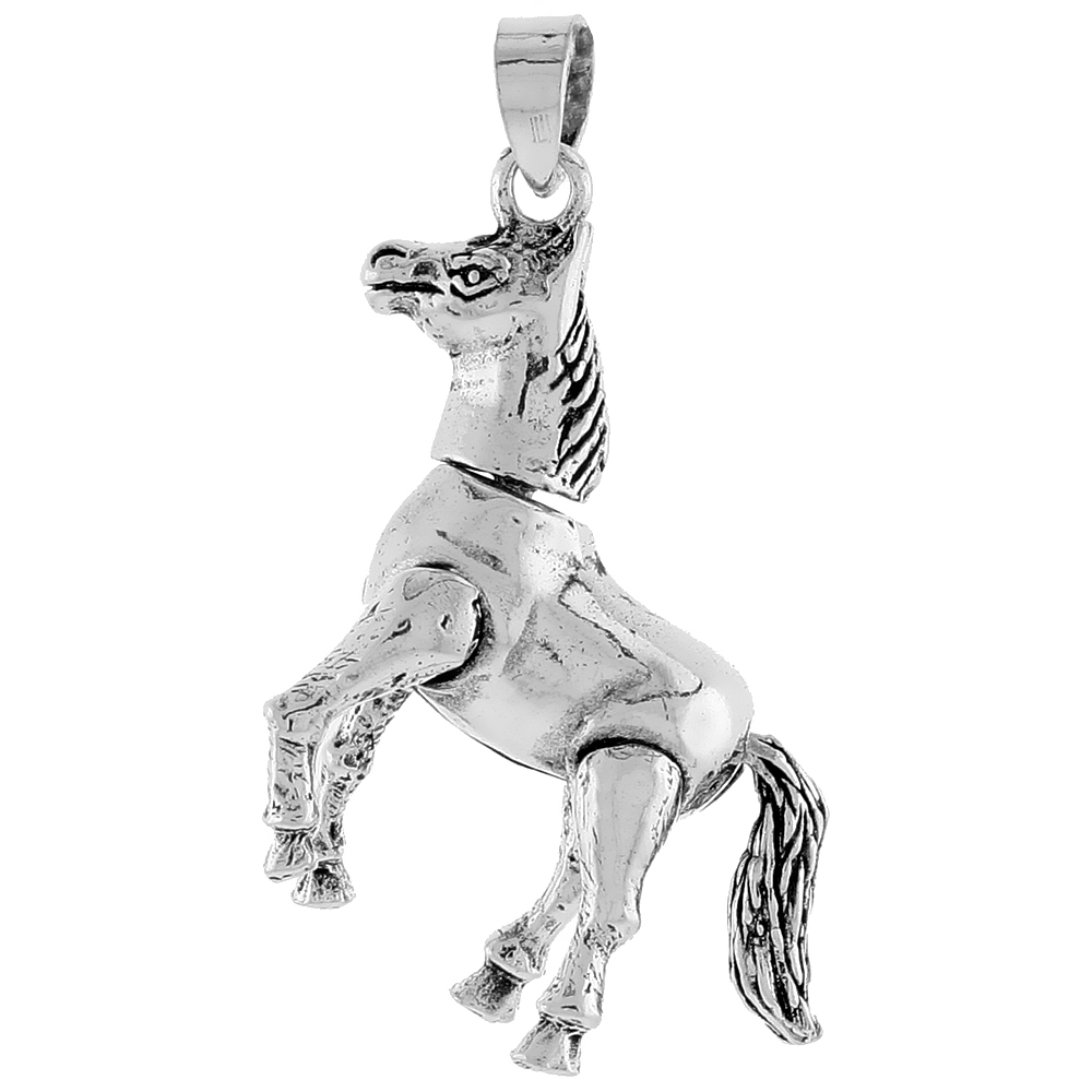 Sterling Silver Movable Horse Pendant 1 3/16 inch long