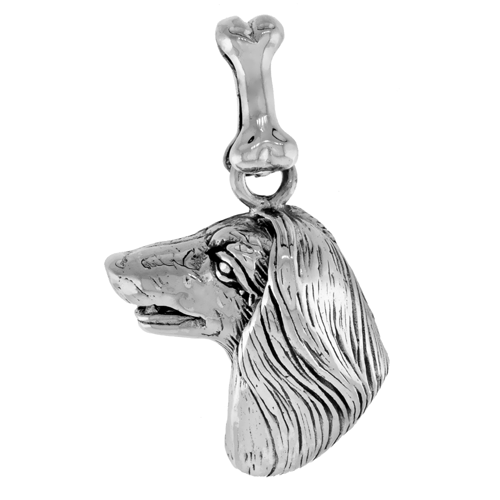 Sterling Silver Afghan Dog Pendant Head Profile
