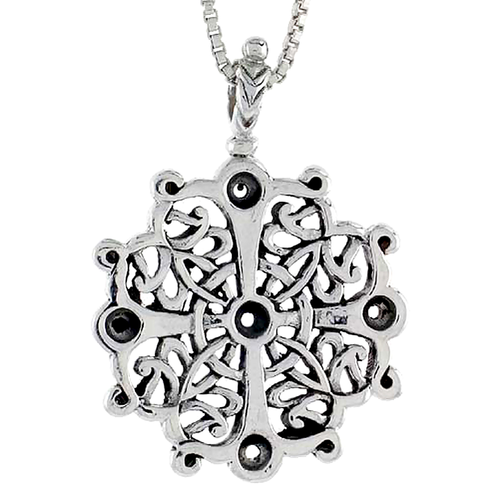 Sterling Silver Round Knot Celtic Cross Pendant 1 1/2 inch tall