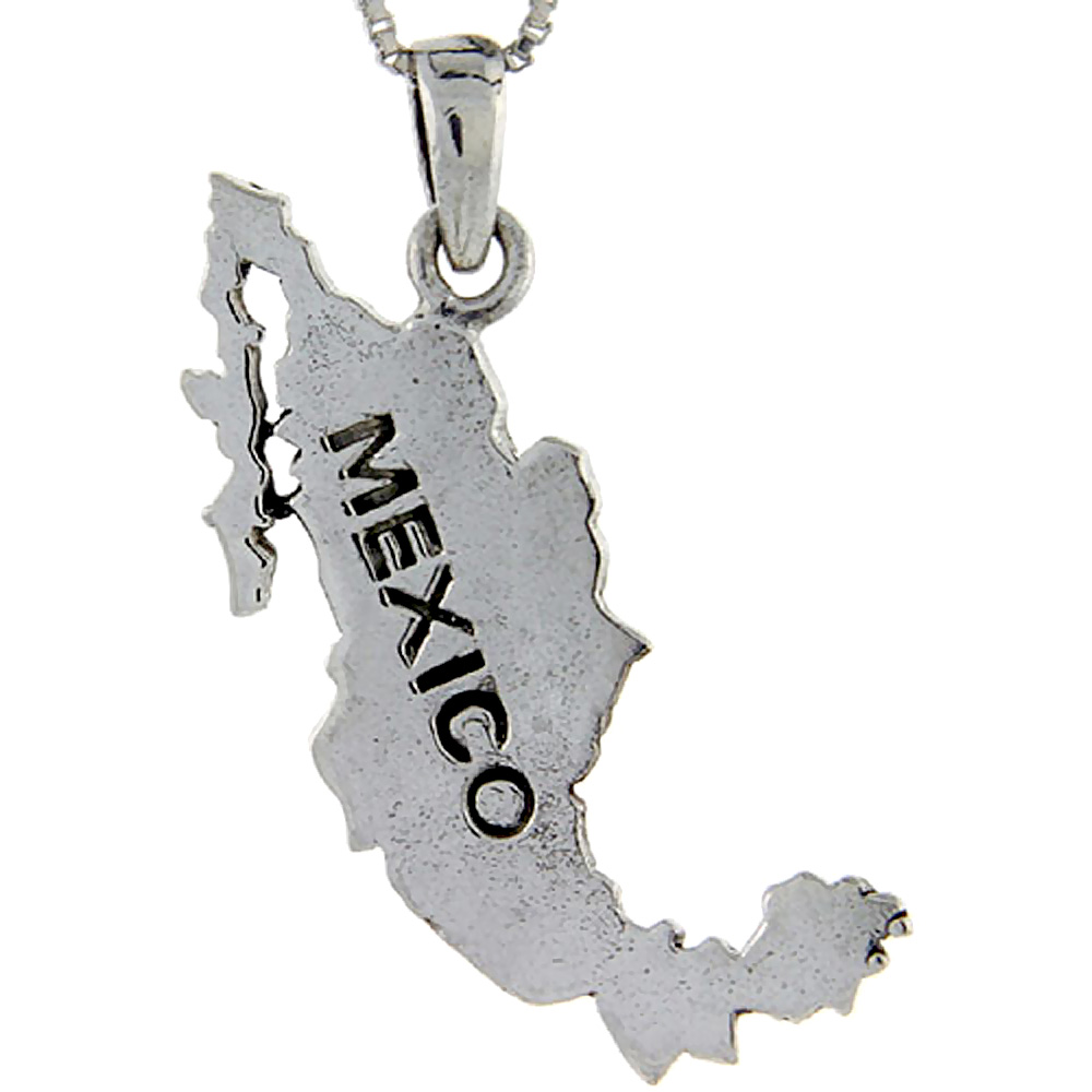 Sterling Silver Mexico Map Pendant 1 1/8 inch tall