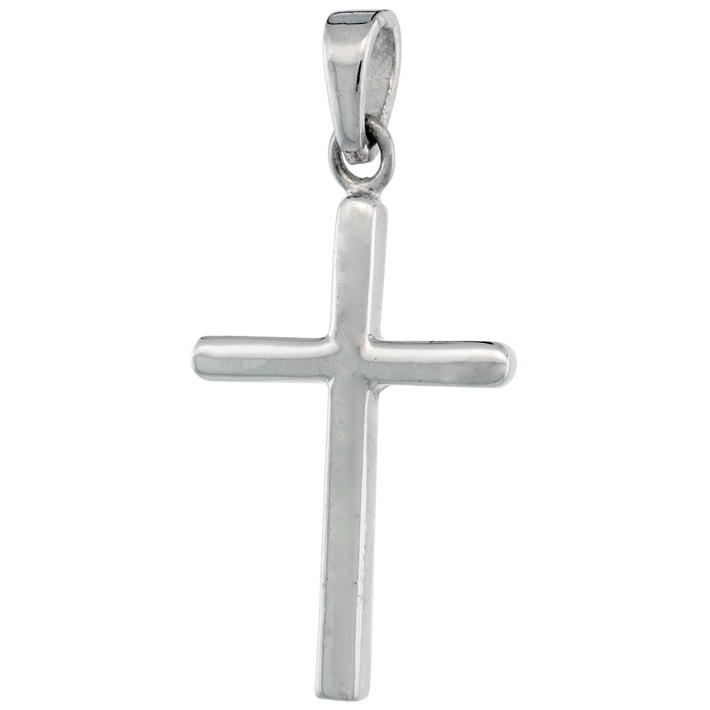 Small 24 mm Sterling Silver Plain Cross Pendant 1 1/4 inch tall