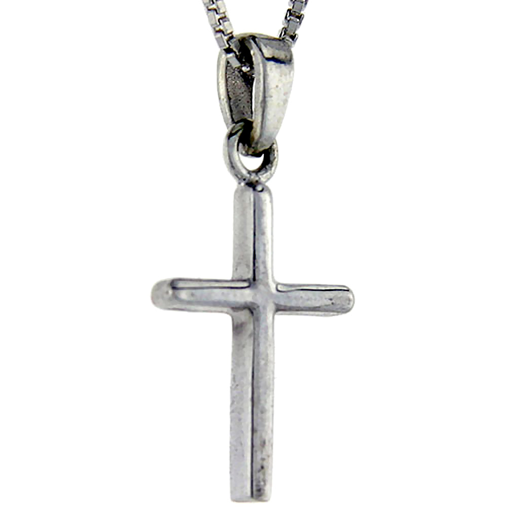 29mm Small Sterling Silver Plain Cross Pendant 1 inch tall