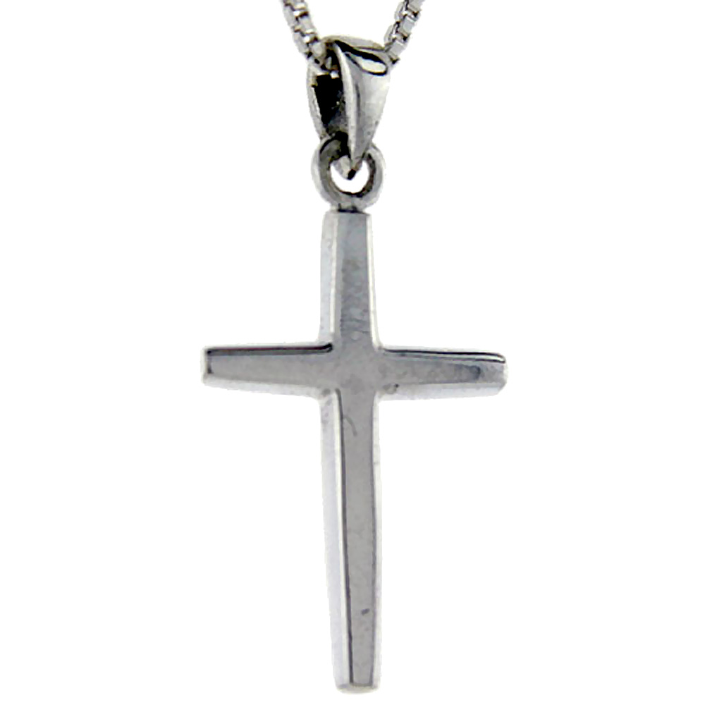 25mm Sterling Silver Plain Cross Pendant 1 1/4 inch tall