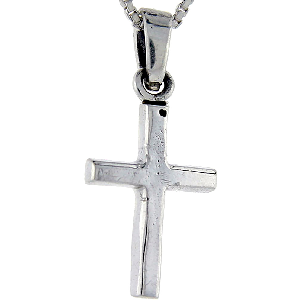 21mm Small Sterling Silver Plain Cross Pendant 1 inch tall