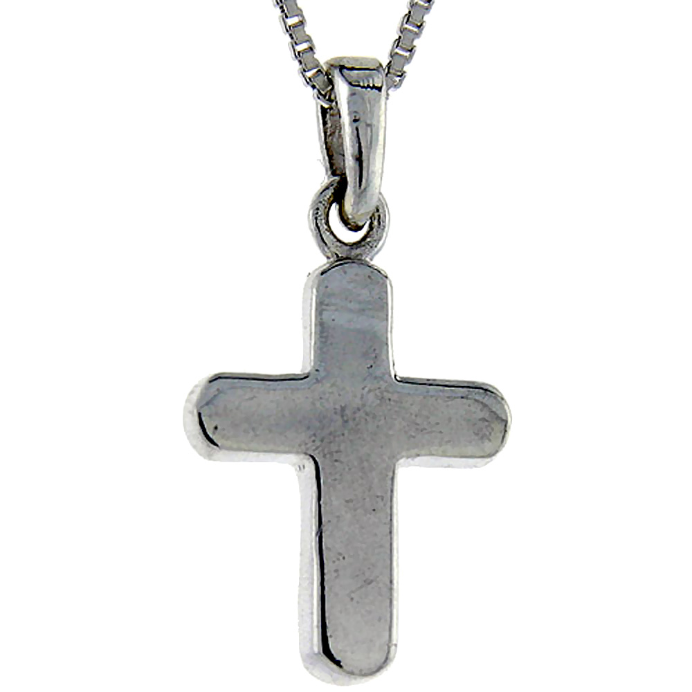 Sterling Silver Polished Cross Pendant 1 inch tall