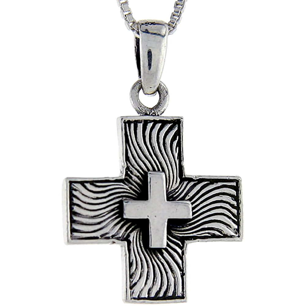Sterling Silver Cross Pendant 1 inch tall