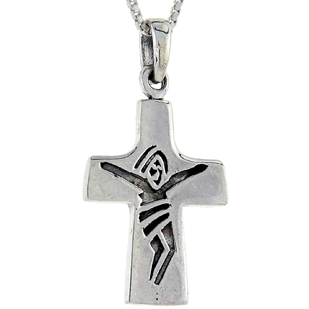 Sterling Silver Crucifix Pendant 1 1/4 inch tall