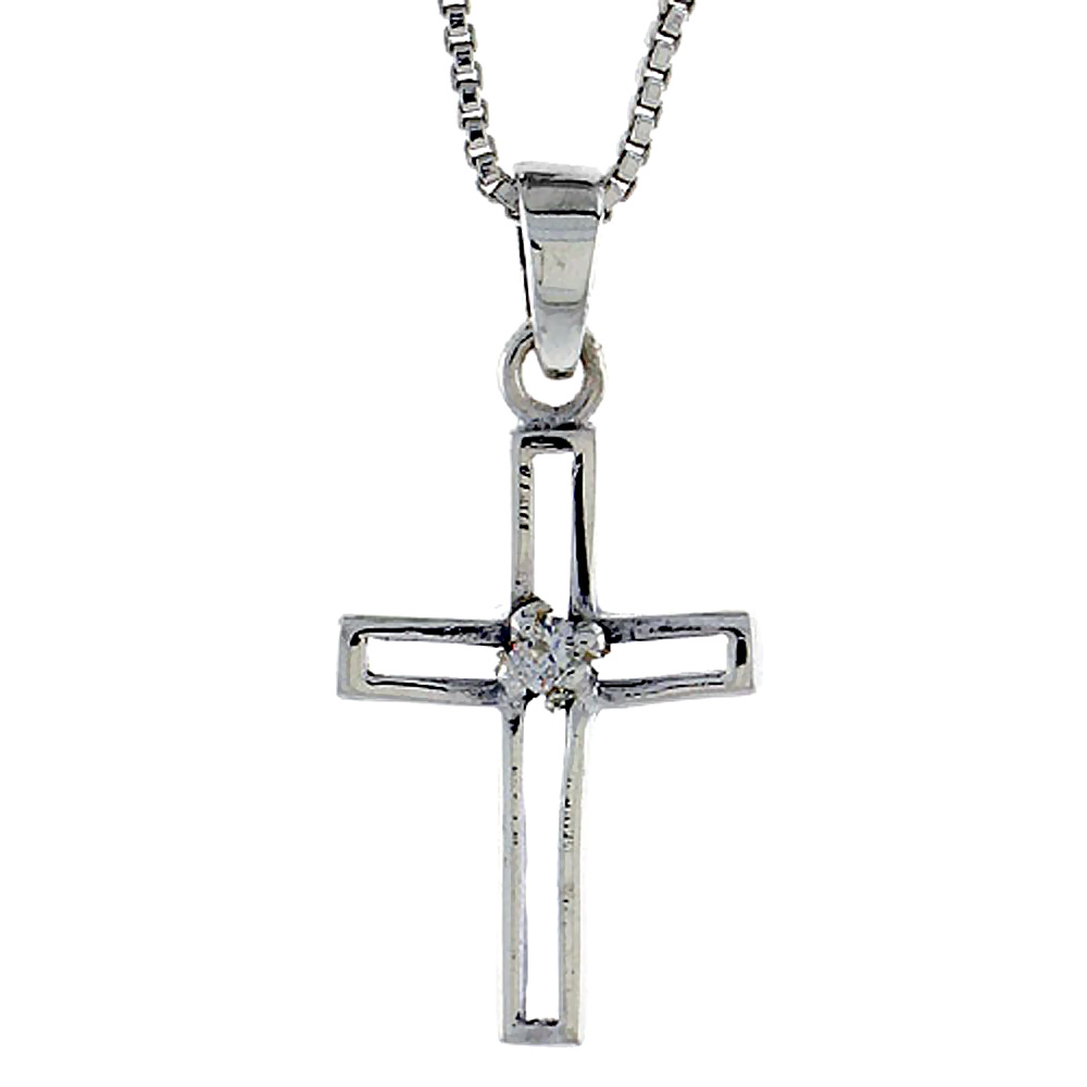 Sterling Silver Cross Cut-out Pendant 3/4 inch
