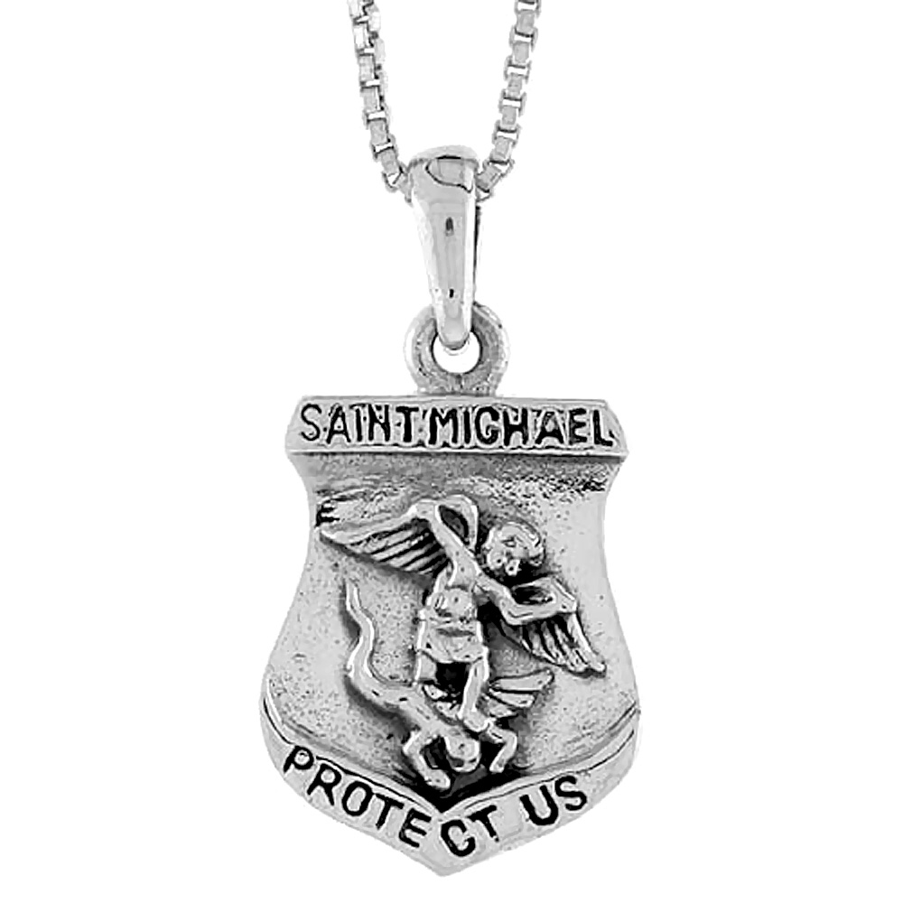 Sterling Silver St Michael Shield Medal Pendants 9/16 inch