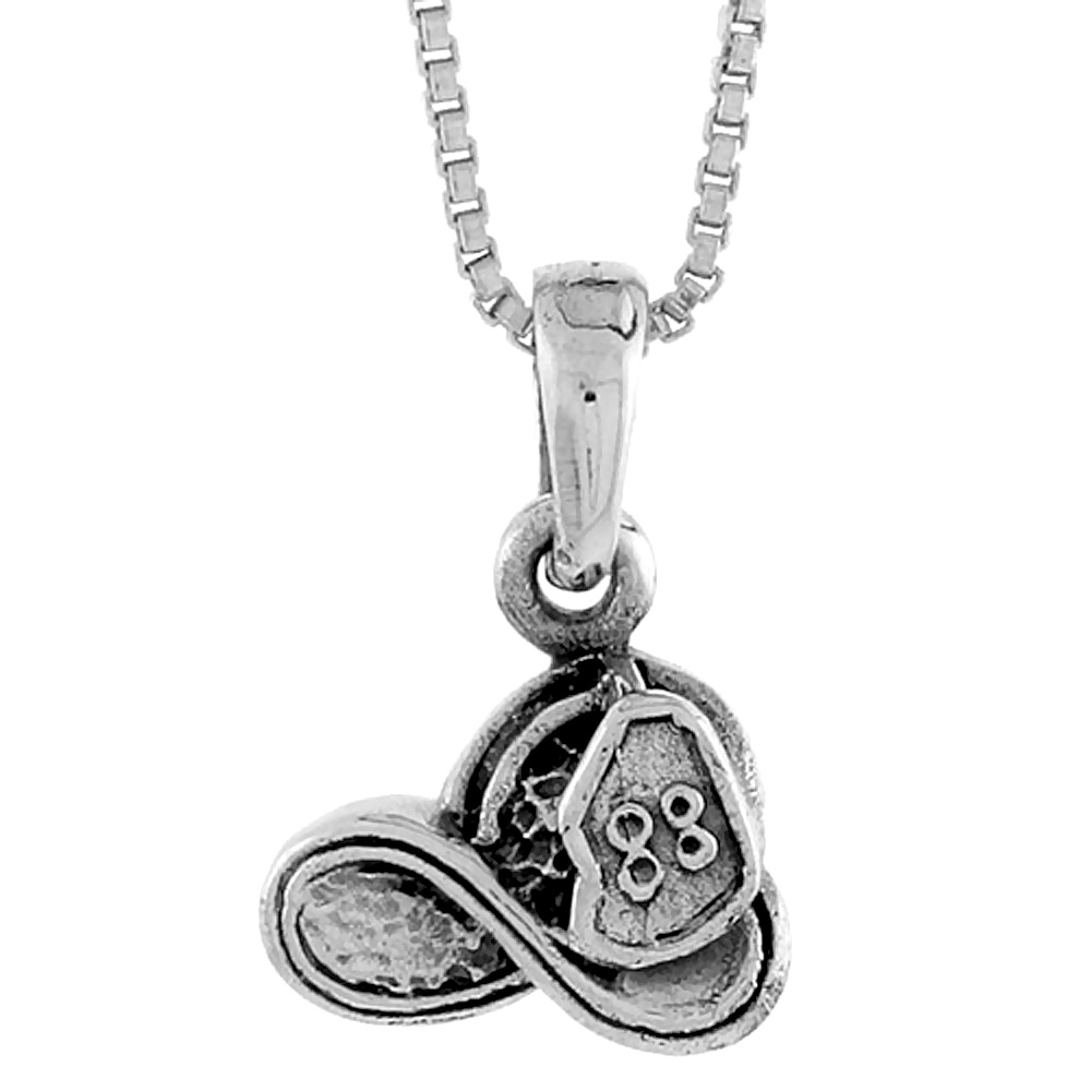 Sterling Silver Fireman's Helmet Pendant 3/8 inch