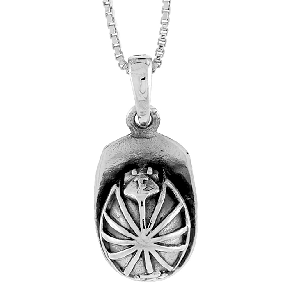 Sterling Silver Fireman's Helmet Pendant 3/4 inch
