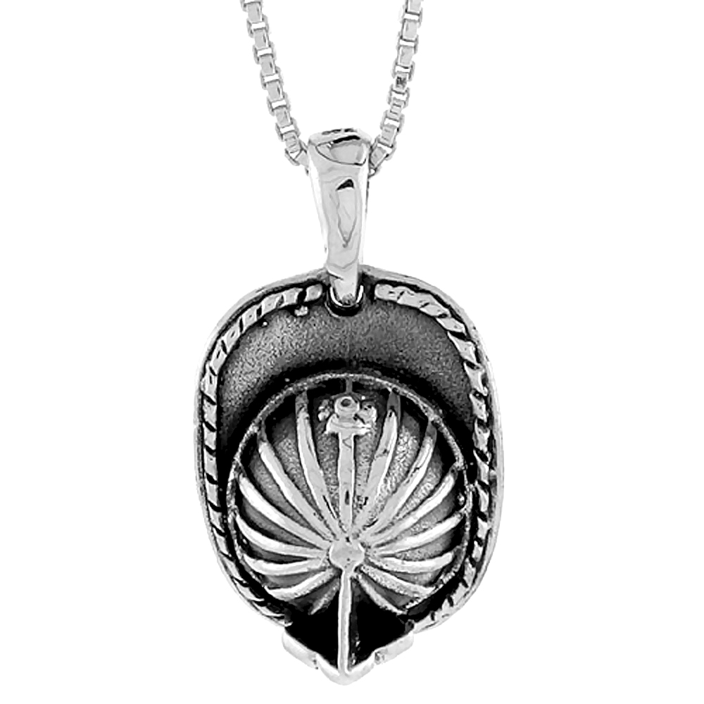 Sterling Silver Fireman's Helmet Pendant 3/4 inch