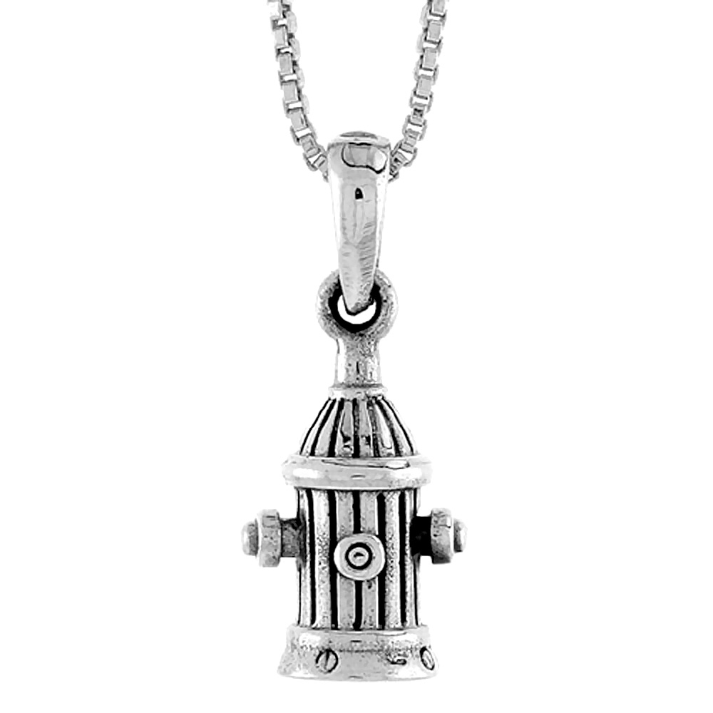 Sterling Silver Fire Hydrant Pendant 1/2 inch