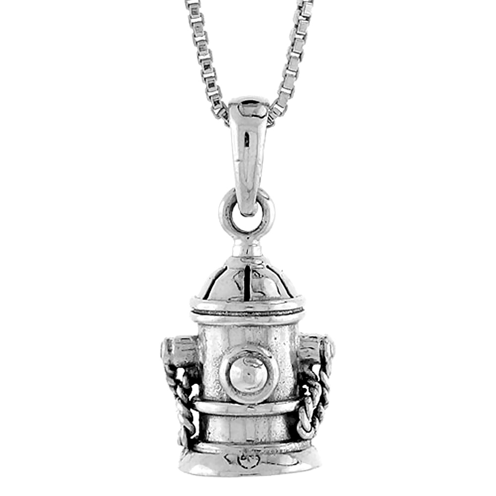 Sterling Silver Fire Hydrant Pendant 1/2 inch