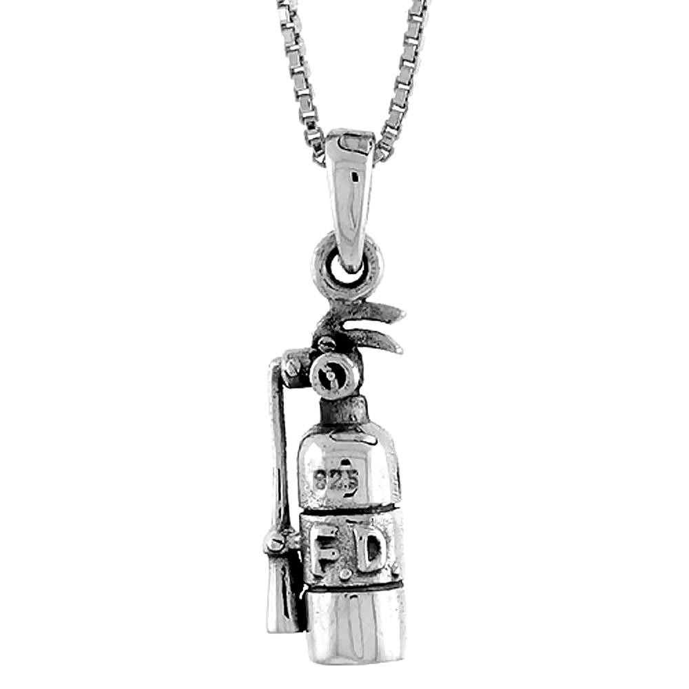 Sterling Silver Fire Extinguisher Pendant 3/4 inch