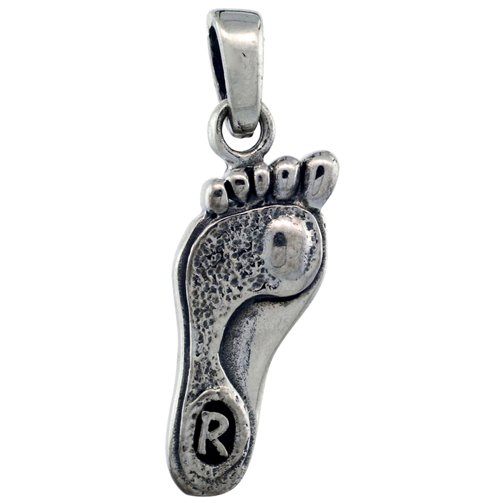 Sterling Silver Footprint Pendant 7/8 inch tall