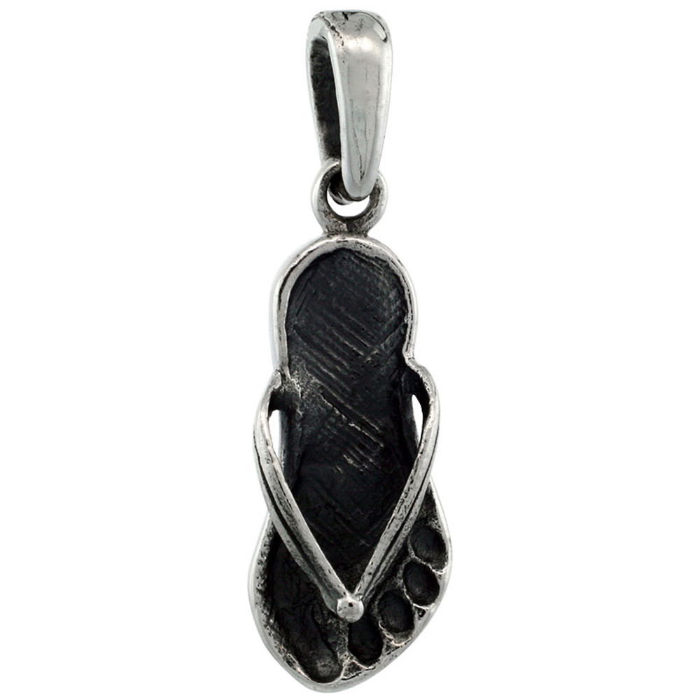 Sterling Silver Flip Flop Pendant 3/4 inch tall