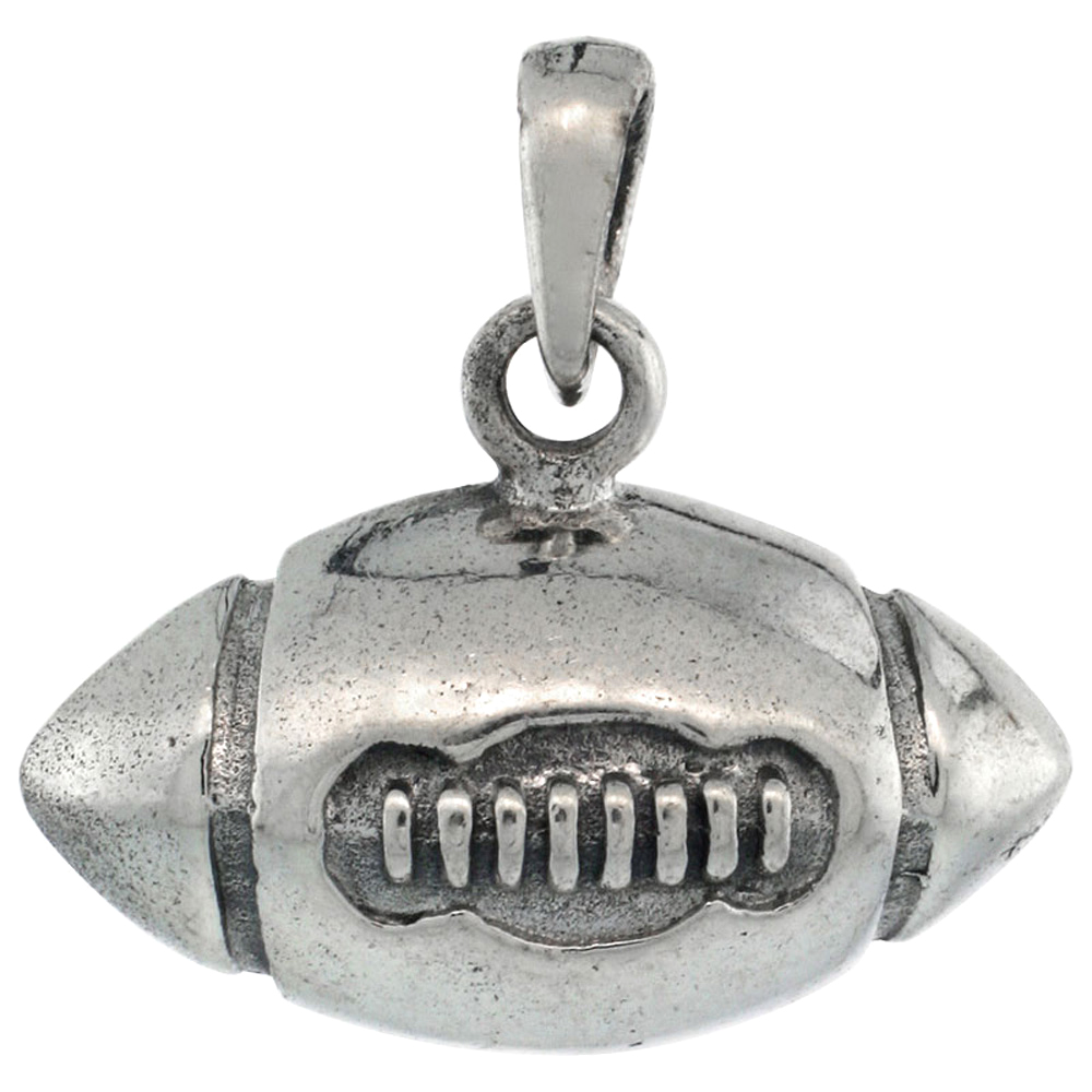 Sterling Silver Football Pendant 7/8 inch wide