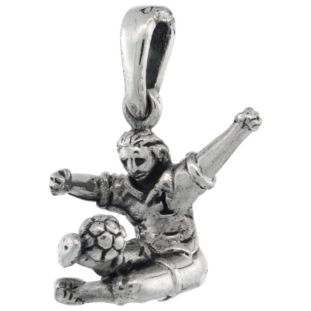 Sterling Silver Soccer Player Pendant 1/2 inch tall