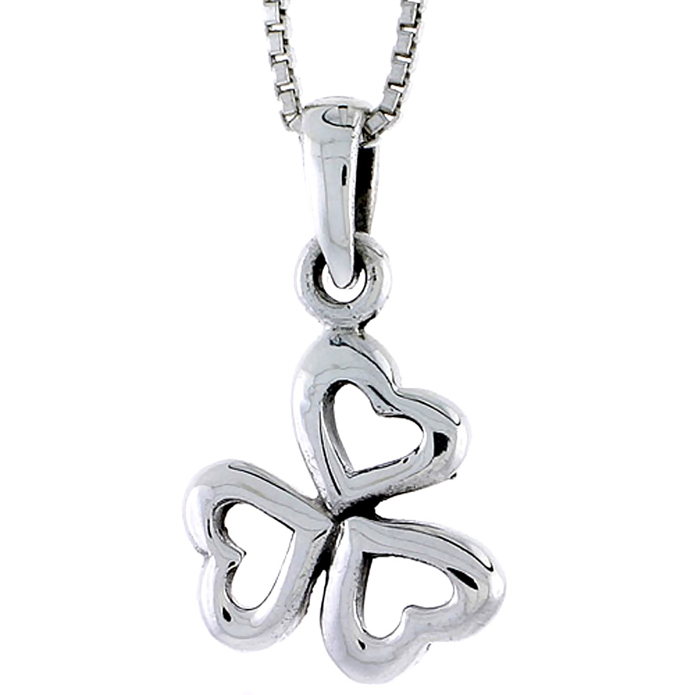 Sterling Silver Clover / Triple Heart Pendant 1/2 inch tall