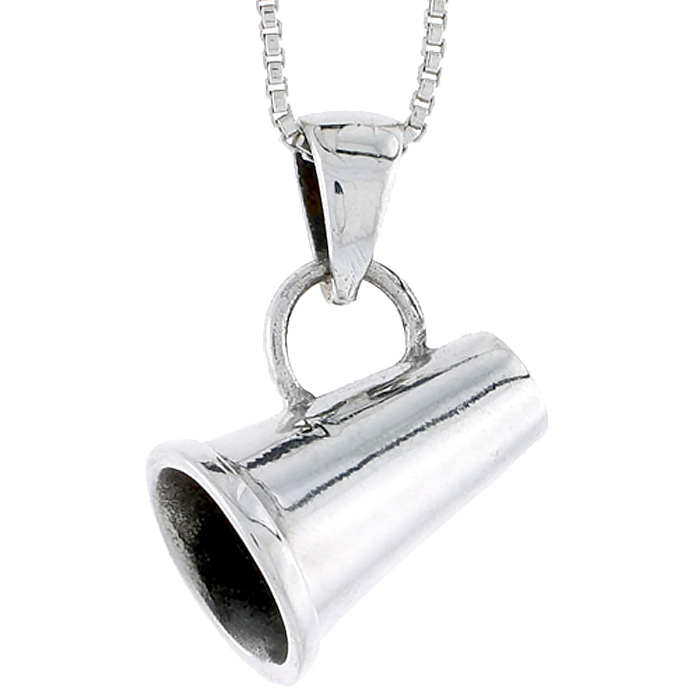 Sterling Silver Megaphone Pendant 3/4 inch tall