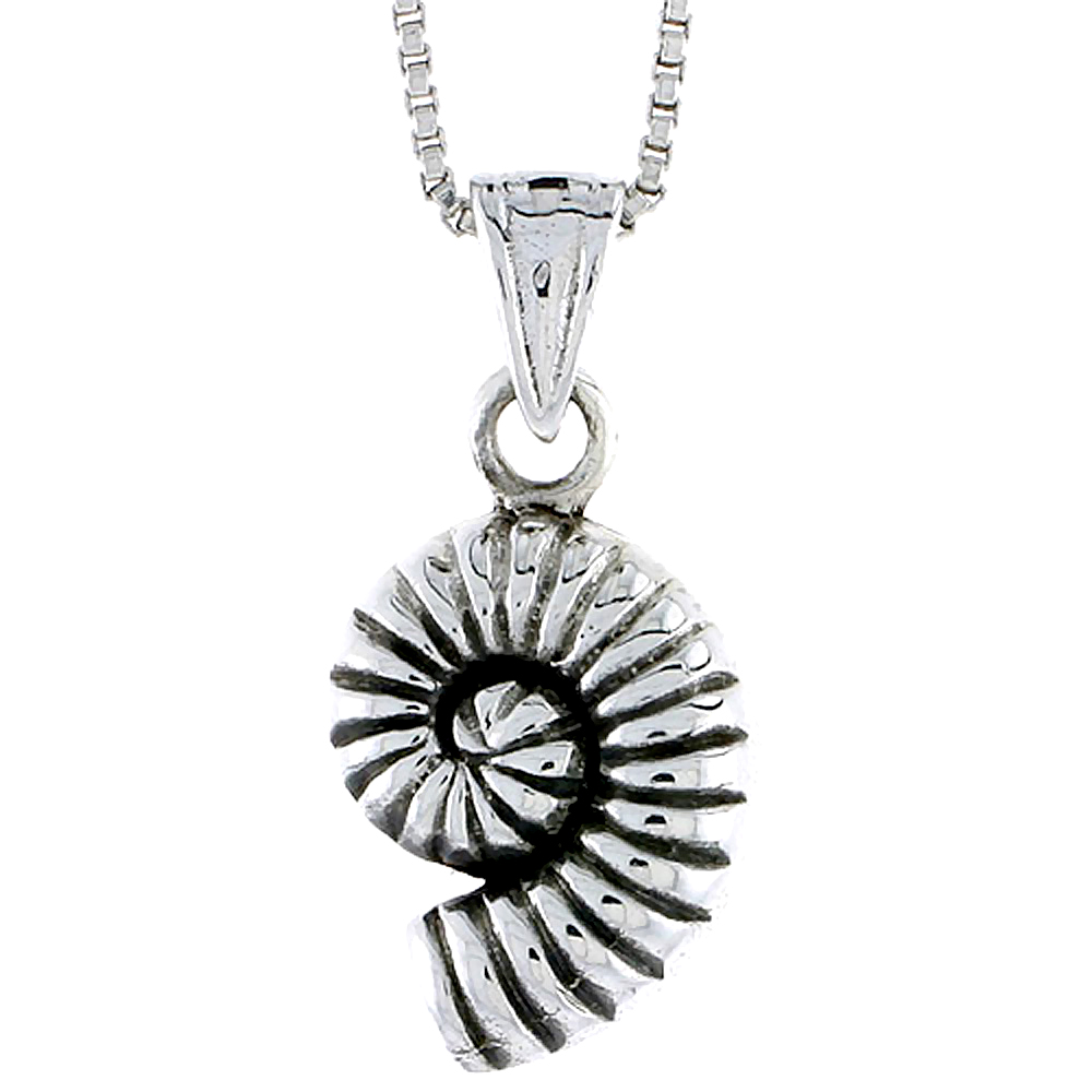 Sterling Silver Snail Shell Pendant 5/8 inch tall
