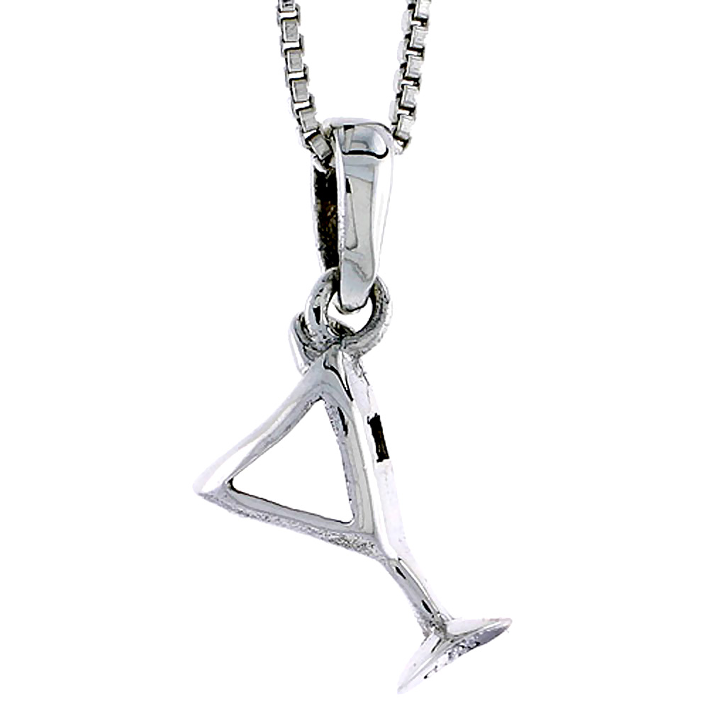 Sterling Silver Martini Glass Pendant 1/2 inch tall
