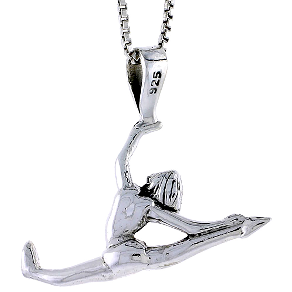 Sterling Silver Gymnast Pendant 3/4 inch tall