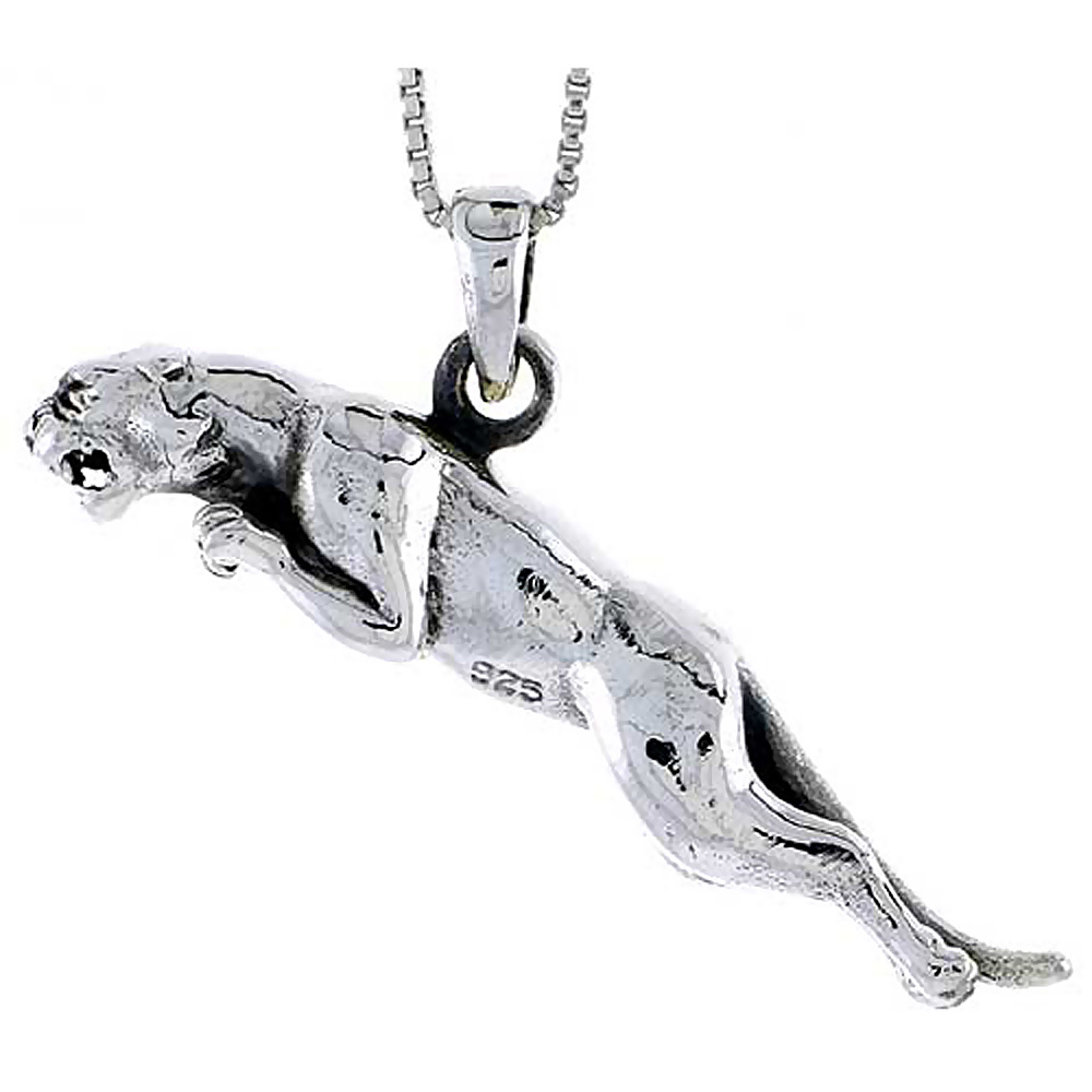 Sterling Silver Jaguar Pendant 1 3/4 inch wide