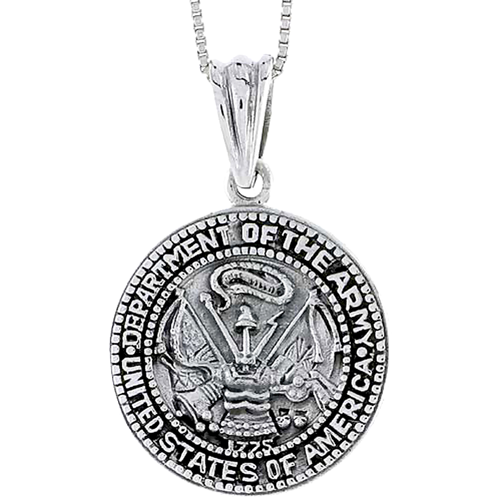 Sterling Silver US Department of the Army Medal 1 inch tall