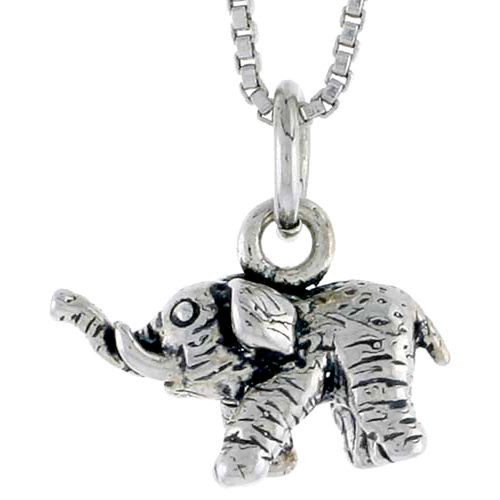 Sterling Silver Elephant Charm 5/8 inch wide