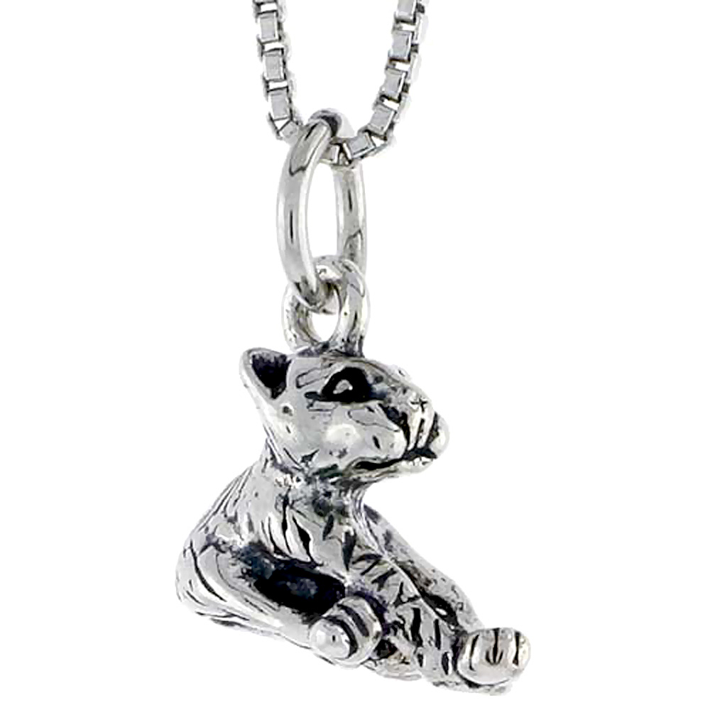 Sterling Silver Cat Charm 1/2 inch wide